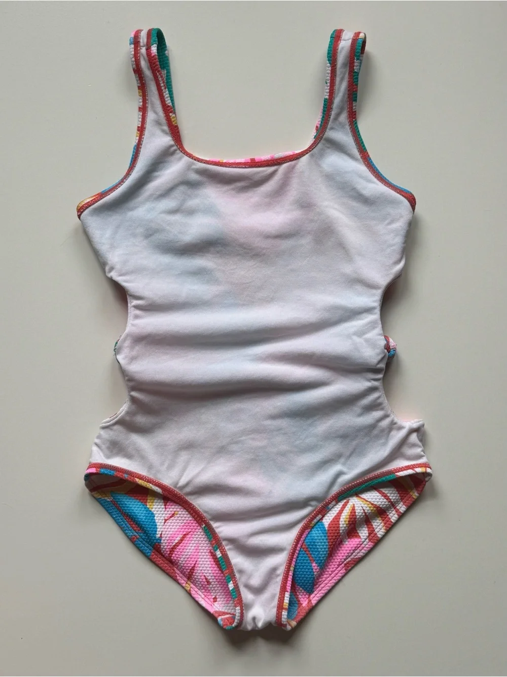 Cat & Jack Girls Multicolor Tropical Leaf One-Piece Swimsuit - Size M (7/8)